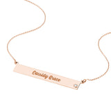 Engravable 14Kt. Gold Diamond Bar Necklace