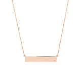 Engravable 14Kt. Gold Diamond Bar Necklace