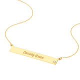 Engravable 14Kt. Gold Diamond Bar Necklace