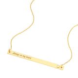ENGRAVABLE 14KT. GOLD DIAMOND THIN BAR NECKLACE