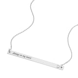 ENGRAVABLE 14KT. GOLD DIAMOND THIN BAR NECKLACE
