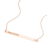 ENGRAVABLE 14KT. GOLD DIAMOND THIN BAR NECKLACE