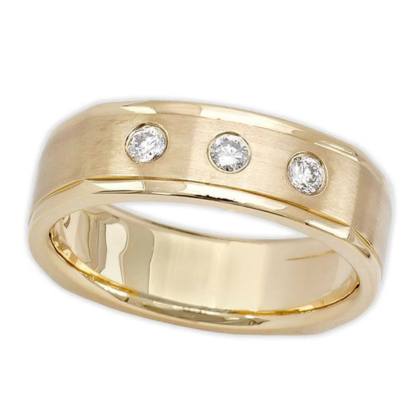 14K Yellow Gold 0.21tcw Round Bezel Type Mens Diamond Ring