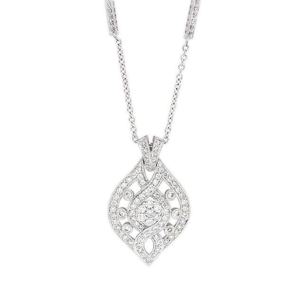18K White gold 1.35tcw Diamond Vintage Style Necklace