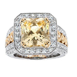 14K Two Tone 6.47tcw Yellow Sapphire & 1.77tcw Diamond Ring