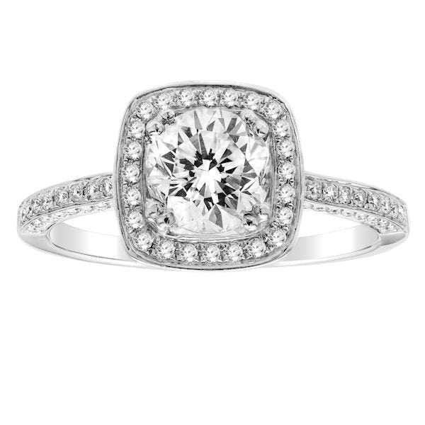 18K White Gold 1.47TCW Round Cut Diamond Engagement Ring