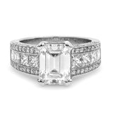 18K White Gold 4.67tcw Emerald Cut Diamond Engagement Ring