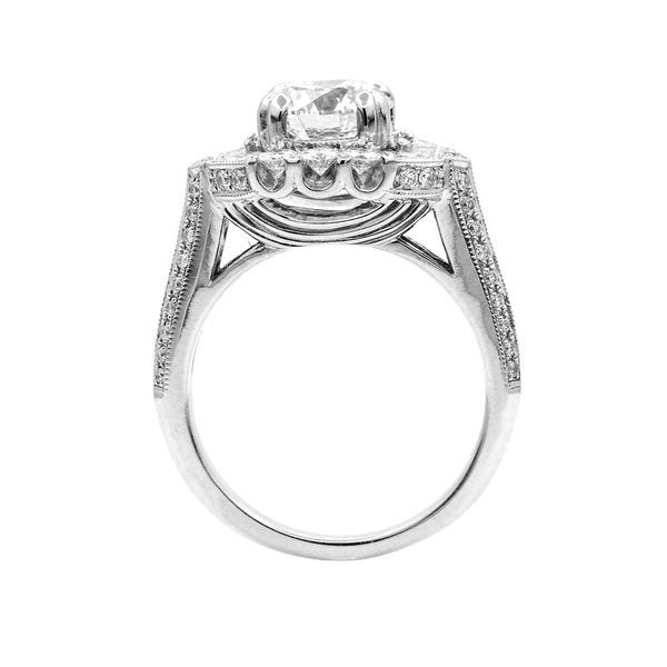 18K White Gold 2.66TCW Round Cut EGL Certified Diamond Engagement Ring