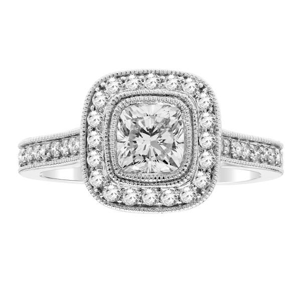 14K White Gold 1.56TCW Cushion Cut Diamond Engagement Ring