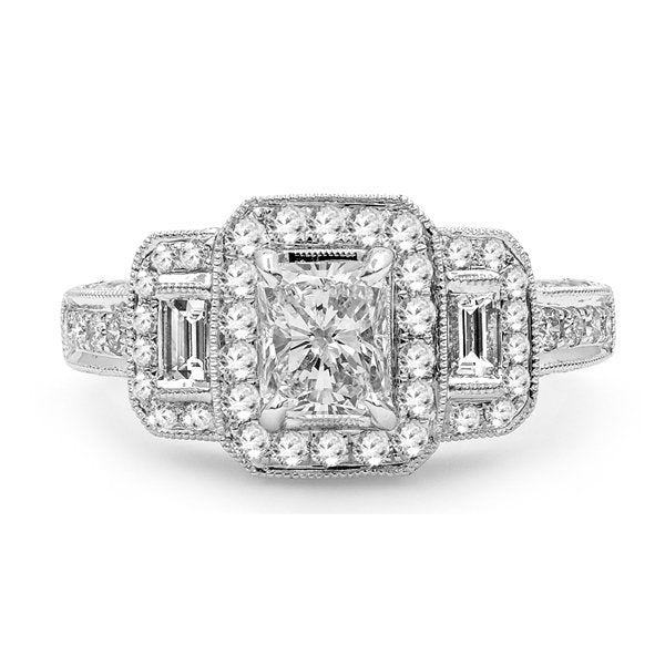 18K White Gold 1.65TCW Radiant Cut Diamond Engagement Ring