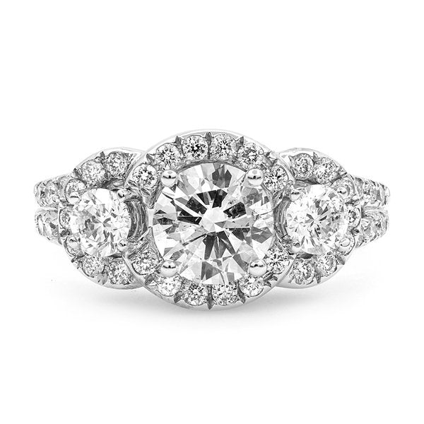 18k White Gold 2.32TCW Round Cut Diamond Engagement Ring