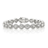 18K White Gold 7.62ct Round Cut Diamond Halo Tennis Bracelet