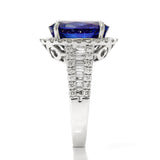 14K White Gold 6.32tcw Oval Cut Tanzanite 1.11tcw Diamond Ring