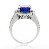 14K White Gold 6.32tcw Oval Cut Tanzanite 1.11tcw Diamond Ring