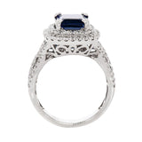 18K White Gold 2.68tcw Emerald Cut Sapphire & 0.97tcw Diamond Ring