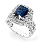 18K White Gold 2.68tcw Emerald Cut Sapphire & 0.97tcw Diamond Ring