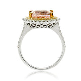 14K Two Toned Gold 5.25ct Oval Cut Morganite & 0.81tcw Diamond Ring