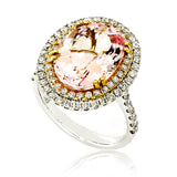14K Two Toned Gold 5.25ct Oval Cut Morganite & 0.81tcw Diamond Ring