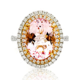 14K Two Toned Gold 5.25ct Oval Cut Morganite & 0.81tcw Diamond Ring