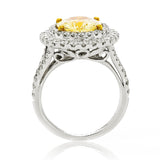 18K Two Tone 4.51tcw Oval Cut Yellow Sapphire & 1.19tcw Diamond Ladies Ring