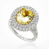 18K Two Tone 4.51tcw Oval Cut Yellow Sapphire & 1.19tcw Diamond Ladies Ring