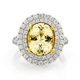 18K Two Tone 4.51tcw Oval Cut Yellow Sapphire & 1.19tcw Diamond Ladies Ring