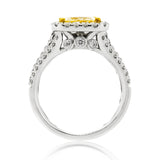 18K Two Tone 3.19ct Radiant Cut Yellow Sapphire & 0.93tcw Diamond Ladies Ring