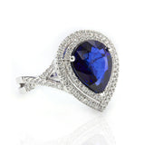 18k White Gold 4.31tcw Pear Cut Sapphire & 0.58tcw Diamond Ring
