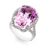 18K White Gold 19.70tcw Oval Cut Kunzite & 1.40tcw Diamond Ring