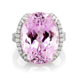 18K White Gold 19.70tcw Oval Cut Kunzite & 1.40tcw Diamond Ring