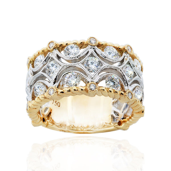 18k Two Tone 1.53TCW Diamond Right Hand Ring