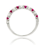 14K White Gold 0.45tcw Round Cut Ruby & 0.43tcw Diamond Ladies Band