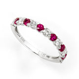 14K White Gold 0.45tcw Round Cut Ruby & 0.43tcw Diamond Ladies Band