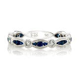 14K White Gold 0.17tcw Diamond and 0.42tcw Sapphire Ladies Band