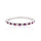 18k White Gold 0.22tcw Round Cut Ruby & 0.15tcw Diamond Ladies Band
