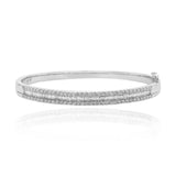 18K White Gold 1.74tcw Round and Baguette Cut Diamond Bangle Bracelet