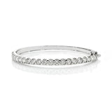 14K White Gold 3.05tcw Diamond Round Bangle Bracelet