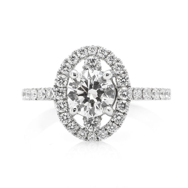 14K White Gold 1.72TCW Round Cut EGL Certified Diamond Engagement Ring