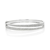 14K White Gold 1.39ct Diamond Round Bangle Bracelet