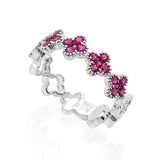 18K White Gold 0.78tcw Round Cut Ruby Ladies Band