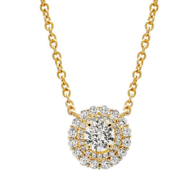 18K Yellow Gold 1.60TCW Round Cut Diamond Necklace
