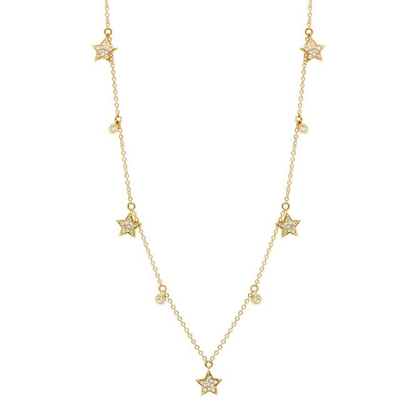 14k Yellow Gold 0.16tcw Diamond Star Necklace