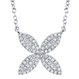 14K White Gold 0.20tcw Diamond Flower Necklace