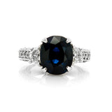 18K White Gold 6.60tcw Oval Cut Sapphire & 1.86tcw Diamond Ladies Ring
