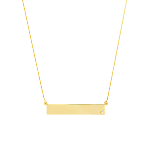 ENGRAVABLE 14KT. GOLD MINI BAR NECKLACE