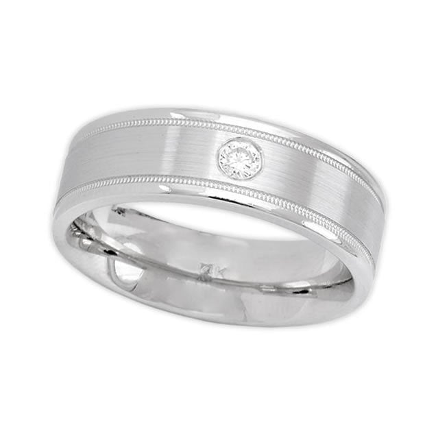 14K White Gold 0.10tcw Mens Diamond Ring