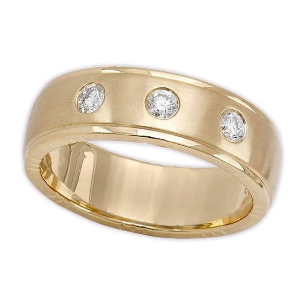14K Yellow Gold 0.32tcw Round Bezel Type Mens Diamond Ring