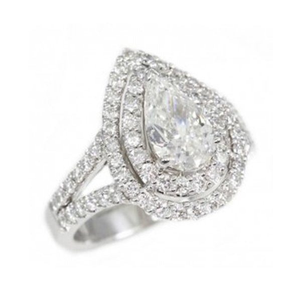 18K White Gold 2.20TCW Pear Cut Diamond Engagement Ring
