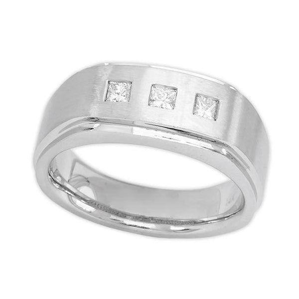 14K White Gold Princess 0.31tcw Bezel Type Mens Diamond Ring