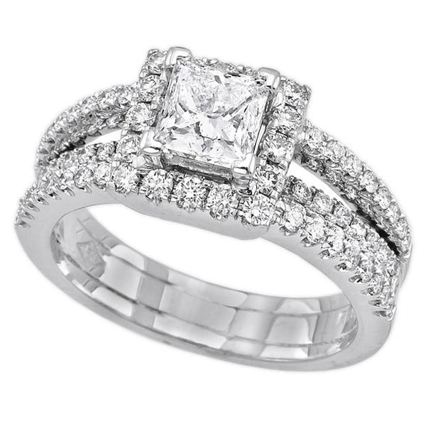 18K White Gold 1.77TCW Princess Cut Diamond Engagement Ring